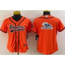 Women's Denver Broncos Blank Orange Team Logo Baseball Jersey