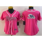 Women's Denver Broncos Blank Pink Team Logo Baseball Jersey