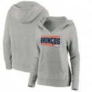 Women's Denver Broncos Gray On Side Stripe V Neck Pullover Hoodie