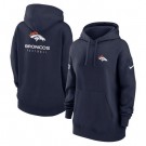 Women's Denver Broncos Navy Sideline Club Fleece Pullover Hoodie