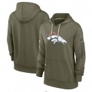 Women's Denver Broncos Olive 2022 Salute To Service Performance Pullover Hoodie