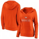 Women's Denver Broncos Orange Iconic League Leader V Neck Pullover Hoodie