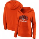 Women's Denver Broncos Orange Victory Script V Neck Pullover Hoodie