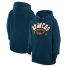 Women's Denver Broncos Starter Navy Half Ball Team Pullover Hoodie