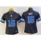 Women's Detroit Lions #16 Jared Goff Limited Black 2024 FUSE Vapor Jersey