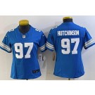 Women's Detroit Lions #97 Aidan Hutchinson Limited Blue 2024 FUSE Vapor Jersey