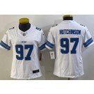 Women's Detroit Lions #97 Aidan Hutchinson Limited White 2024 FUSE Vapor Jersey