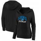 Women's Detroit Lions Black Victory Script V Neck Pullover Hoodie