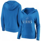 Women's Detroit Lions Blue Iconic League Leader V Neck Pullover Hoodie