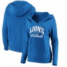 Women's Detroit Lions Blue Victory Script V Neck Pullover Hoodie