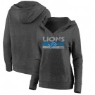 Women's Detroit Lions Charcoal First String V Neck Pullover Hoodie