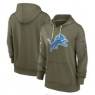 Women's Detroit Lions Olive 2022 Salute To Service Performance Pullover Hoodie