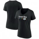 Women's Green Bay Packers Black City Pride Team V Neck T Shirt