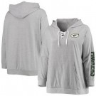 Women's Green Bay Packers Gray Lace Up Pullover Hoodie