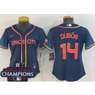 Women's Houston Astros #14 Mauricio Dubon Navy City 2022 World Series Champions Cool Base Jersey