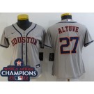 Women's Houston Astros #27 Jose Altuve Gray 2022 World Series Champions Cool Base Jersey
