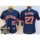 Women's Houston Astros #27 Jose Altuve Navy Player Number Team Logo 2022 World Series Cool Base Jersey