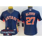 Women's Houston Astros #27 Jose Altuve Navy Team Logo 2022 World Series Champions Cool Base Jersey