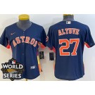 Women's Houston Astros #27 Jose Altuve Navy Team Logo 2022 World Series Cool Base Jersey