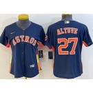 Women's Houston Astros #27 Jose Altuve Navy Team Logo Cool Base Jersey