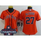 Women's Houston Astros #27 Jose Altuve Orange 2022 World Series Champions Cool Base Jersey