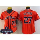 Women's Houston Astros #27 Jose Altuve Orange Player Number Team Logo 2022 World Series Champions Cool Base Jersey