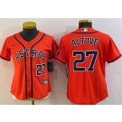 Women's Houston Astros #27 Jose Altuve Orange Player Number Team Logo Cool Base Jersey