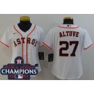 Women's Houston Astros #27 Jose Altuve White 2022 World Series Champions Cool Base Jersey