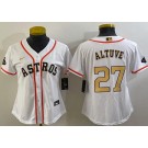 Women's Houston Astros #27 Jose Altuve White 2023 Gold Collection Cool Base Jersey