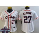 Women's Houston Astros #27 Jose Altuve White Player Number Team Logo 2022 World Series Champions Cool Base Jersey