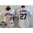 Women's Houston Astros #27 Jose Altuve White Player Number Team Logo 2022 World Series Cool Base Jersey