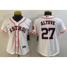 Women's Houston Astros #27 Jose Altuve White Team Logo Cool Base Jersey