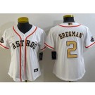 Women's Houston Astros #2 Alex Bregman White 2023 Gold Collection Cool Base Jersey