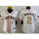 Women's Houston Astros #2 Alex Bregman White 2023 Gold Collection Player Number Cool Base Jersey