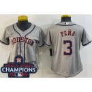 Women's Houston Astros #3 Jeremy Pena Gray 2022 World Series Champions Cool Base Jersey