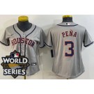 Women's Houston Astros #3 Jeremy Pena Gray 2022 World Series Cool Base Jersey