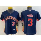 Women's Houston Astros #3 Jeremy Pena Navy Player Number Team Logo Cool Base Jersey