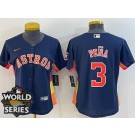 Women's Houston Astros #3 Jeremy Pena Navy Team Logo 2022 World Series Cool Base Jersey