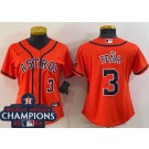Women's Houston Astros #3 Jeremy Pena Orange Player Number Team Logo 2022 World Series Champions Cool Base Jersey
