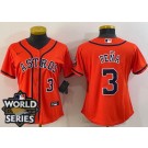 Women's Houston Astros #3 Jeremy Pena Orange Player Number Team Logo 2022 World Series Cool Base Jersey
