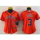Women's Houston Astros #3 Jeremy Pena Orange Player Number Team Logo Cool Base Jersey