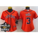 Women's Houston Astros #3 Jeremy Pena Orange Team Logo 2022 World Series Cool Base Jersey