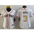 Women's Houston Astros #3 Jeremy Pena White 2023 Gold Collection Cool Base Jersey