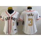 Women's Houston Astros #3 Jeremy Pena White 2023 Gold Collection Player Number Cool Base Jersey
