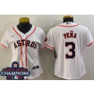 Women's Houston Astros #3 Jeremy Pena White Team Logo 2022 World Series Champions Cool Base Jersey