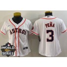 Women's Houston Astros #3 Jeremy Pena White Team Logo 2022 World Series Cool Base Jersey