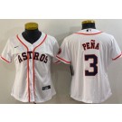 Women's Houston Astros #3 Jeremy Pena White Team Logo Cool Base Jersey