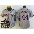 Women's Houston Astros #44 Yordan Alvarez Gray 2022 World Series Cool Base Jersey