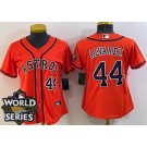 Women's Houston Astros #44 Yordan Alvarez Orange Player Number Team Logo 2022 World Series Cool Base Jersey