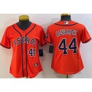 Women's Houston Astros #44 Yordan Alvarez Orange Player Number Team Logo Cool Base Jersey